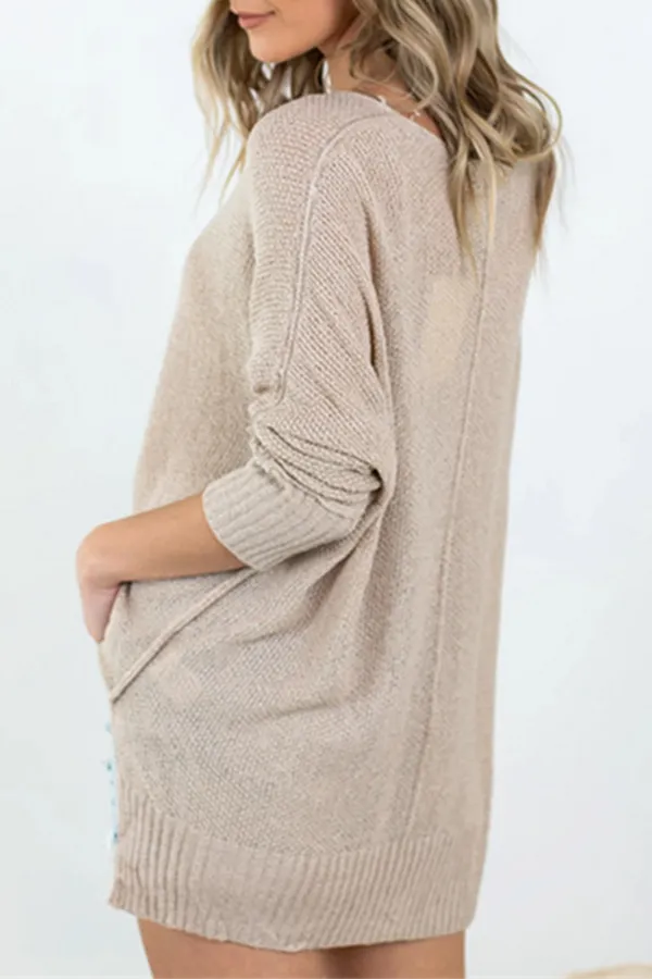 Casual Solid Patchwork Sweaters(4 Colors)