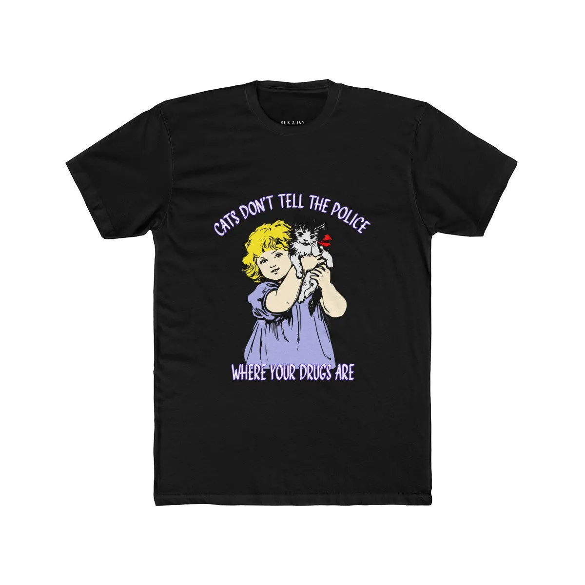 Cats Don't Talk To Police Unisex Retro Unisex Tee