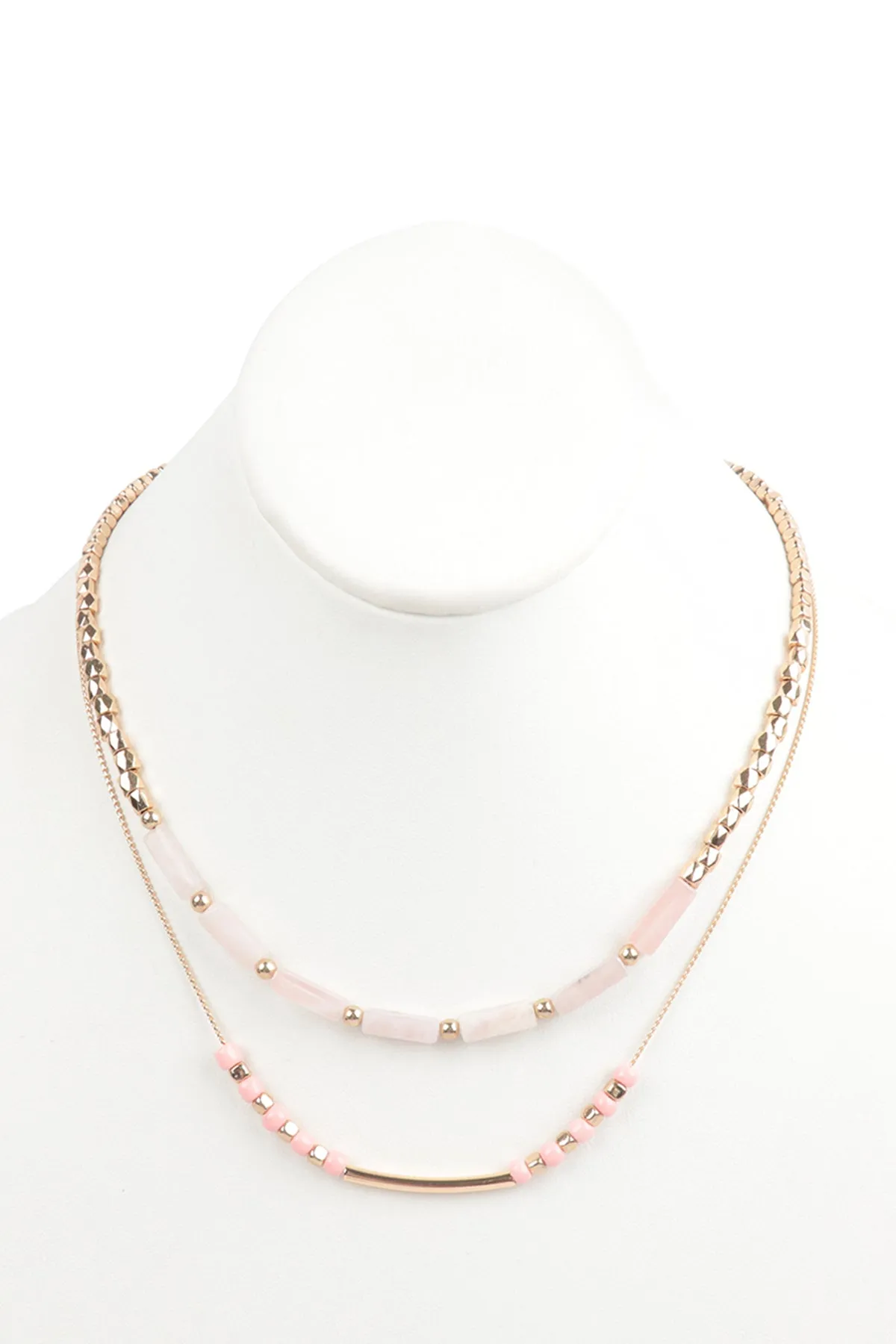CCB, NATURAL STONE LAYERED NECKLACE