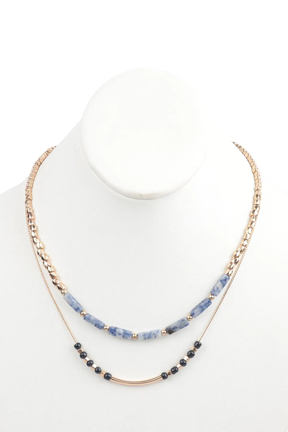 CCB, NATURAL STONE LAYERED NECKLACE