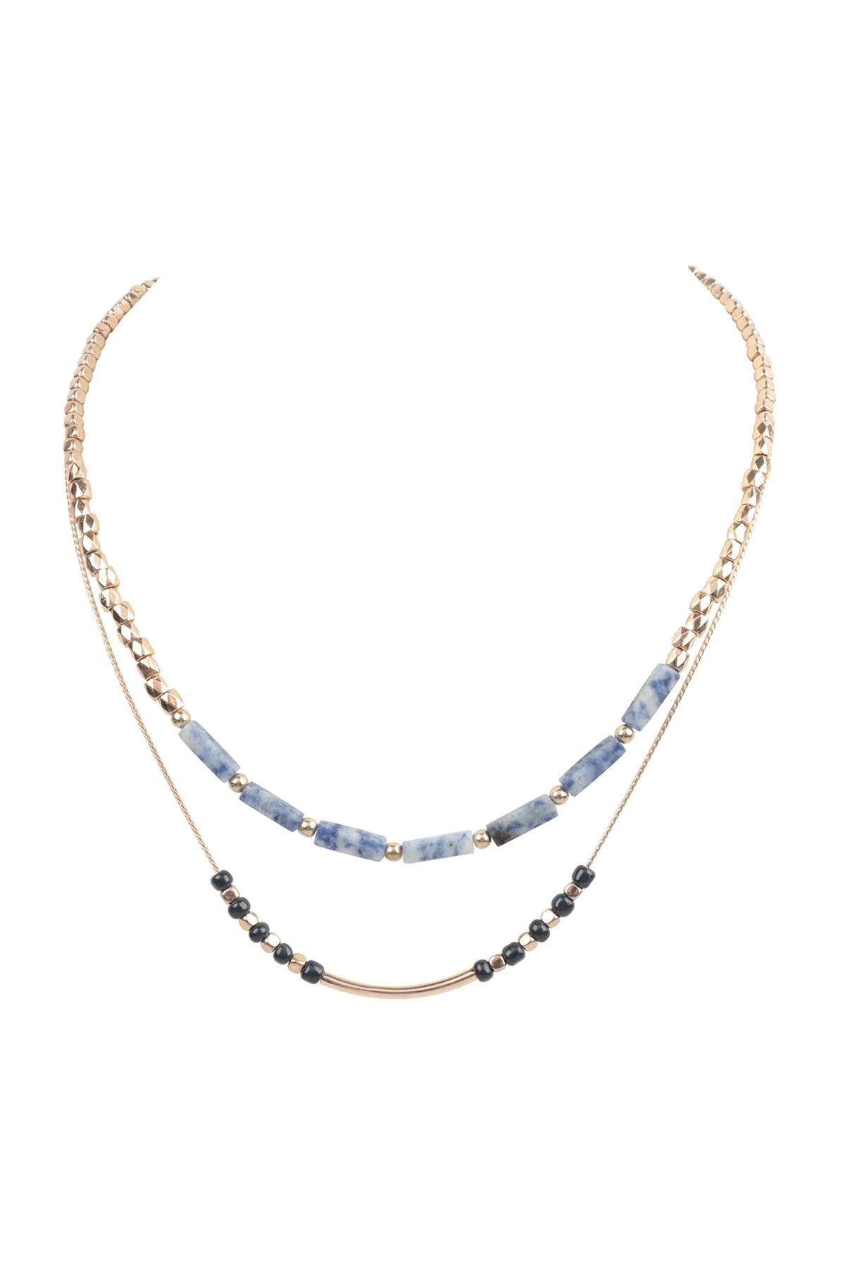 CCB, NATURAL STONE LAYERED NECKLACE