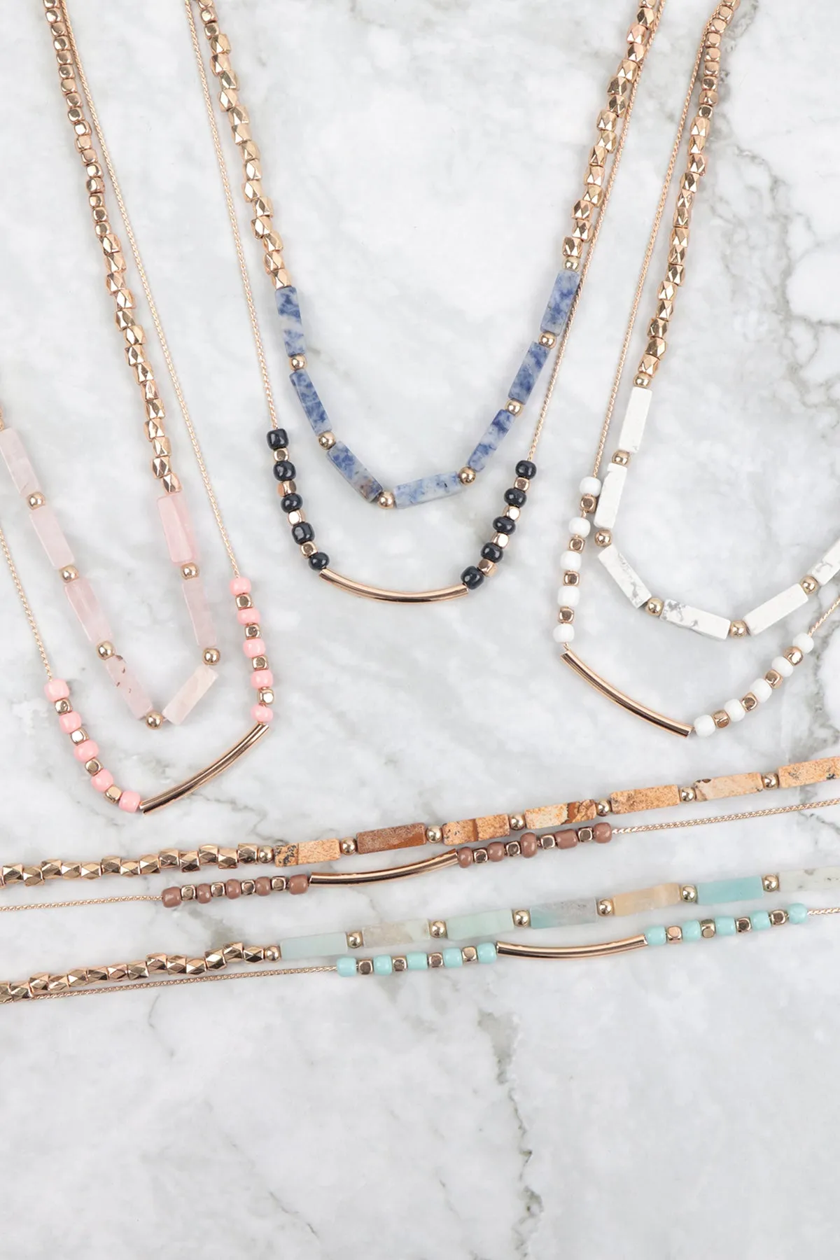 CCB, NATURAL STONE LAYERED NECKLACE
