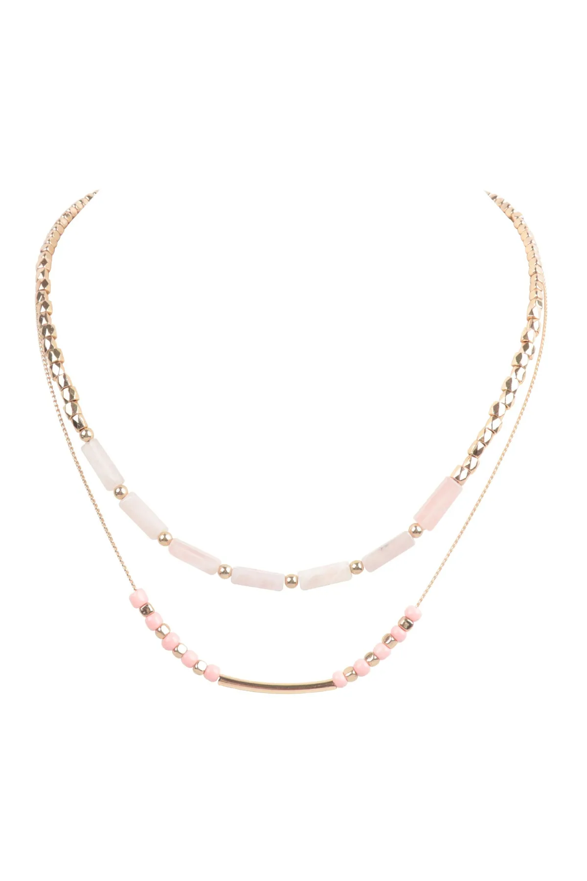 CCB, NATURAL STONE LAYERED NECKLACE