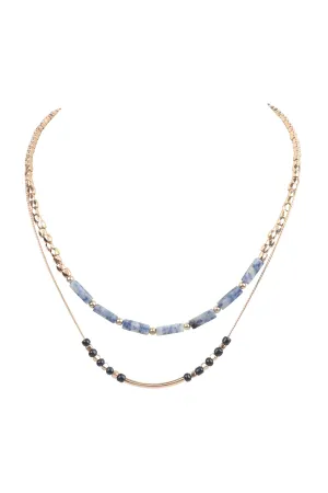 CCB, NATURAL STONE LAYERED NECKLACE