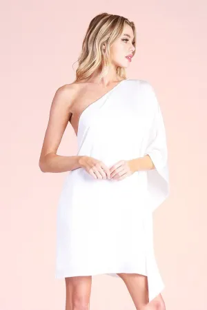 Celestina Hammered One Sleeve Draped Dress