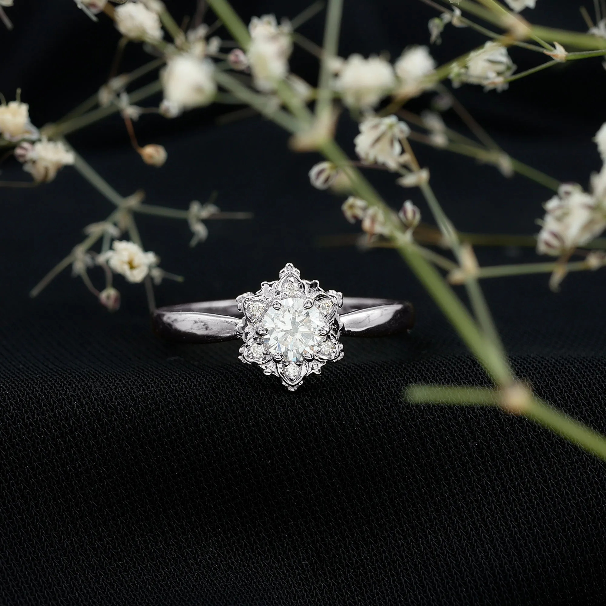 Certified Lab Grown Diamond Floral Proposal Ring