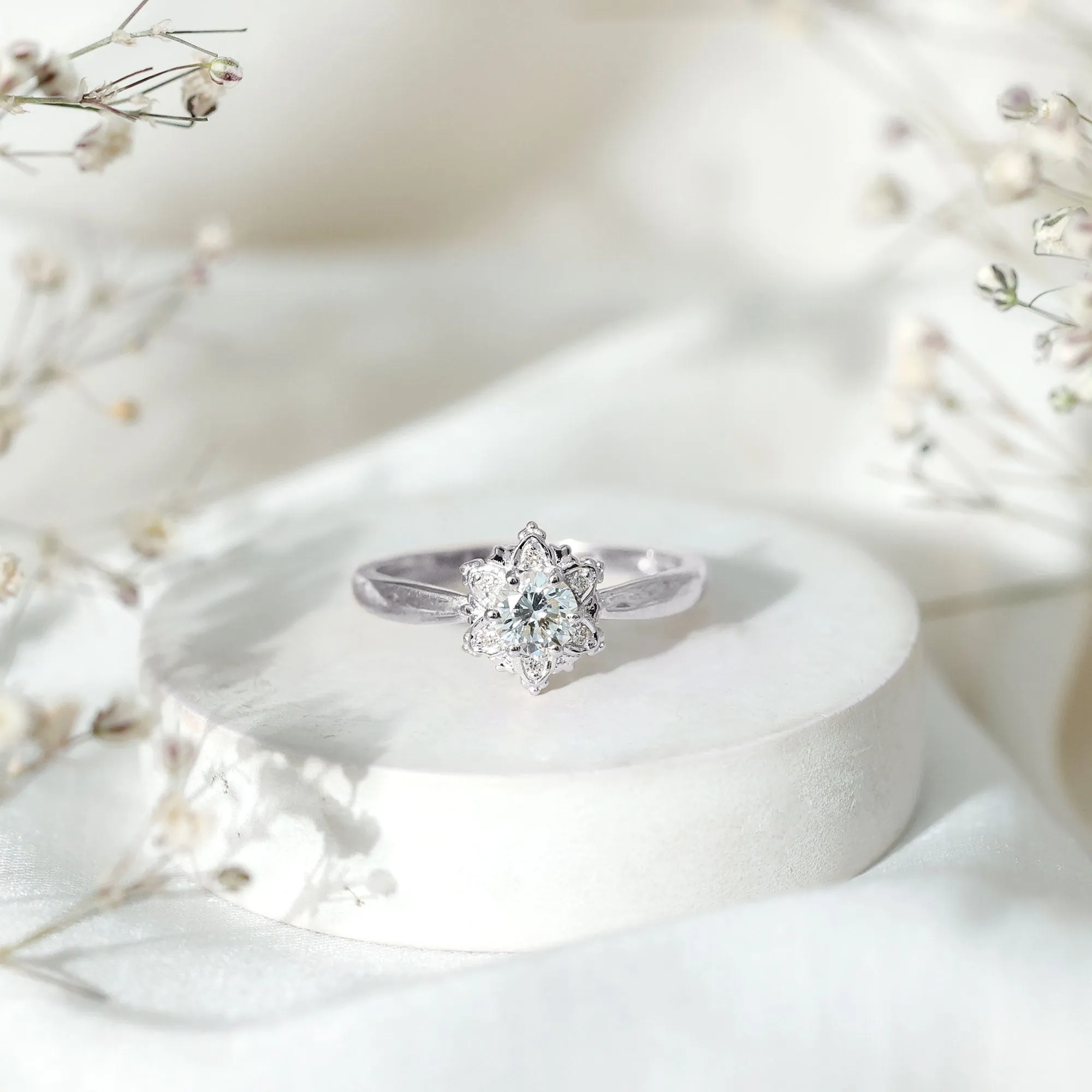 Certified Lab Grown Diamond Floral Proposal Ring