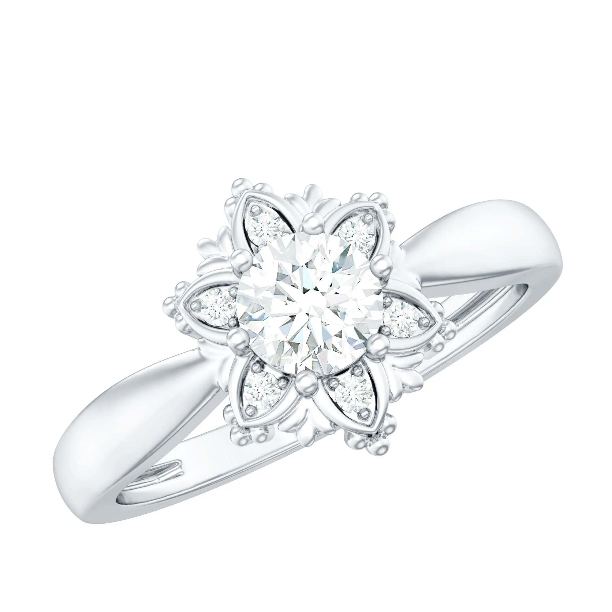 Certified Lab Grown Diamond Floral Proposal Ring