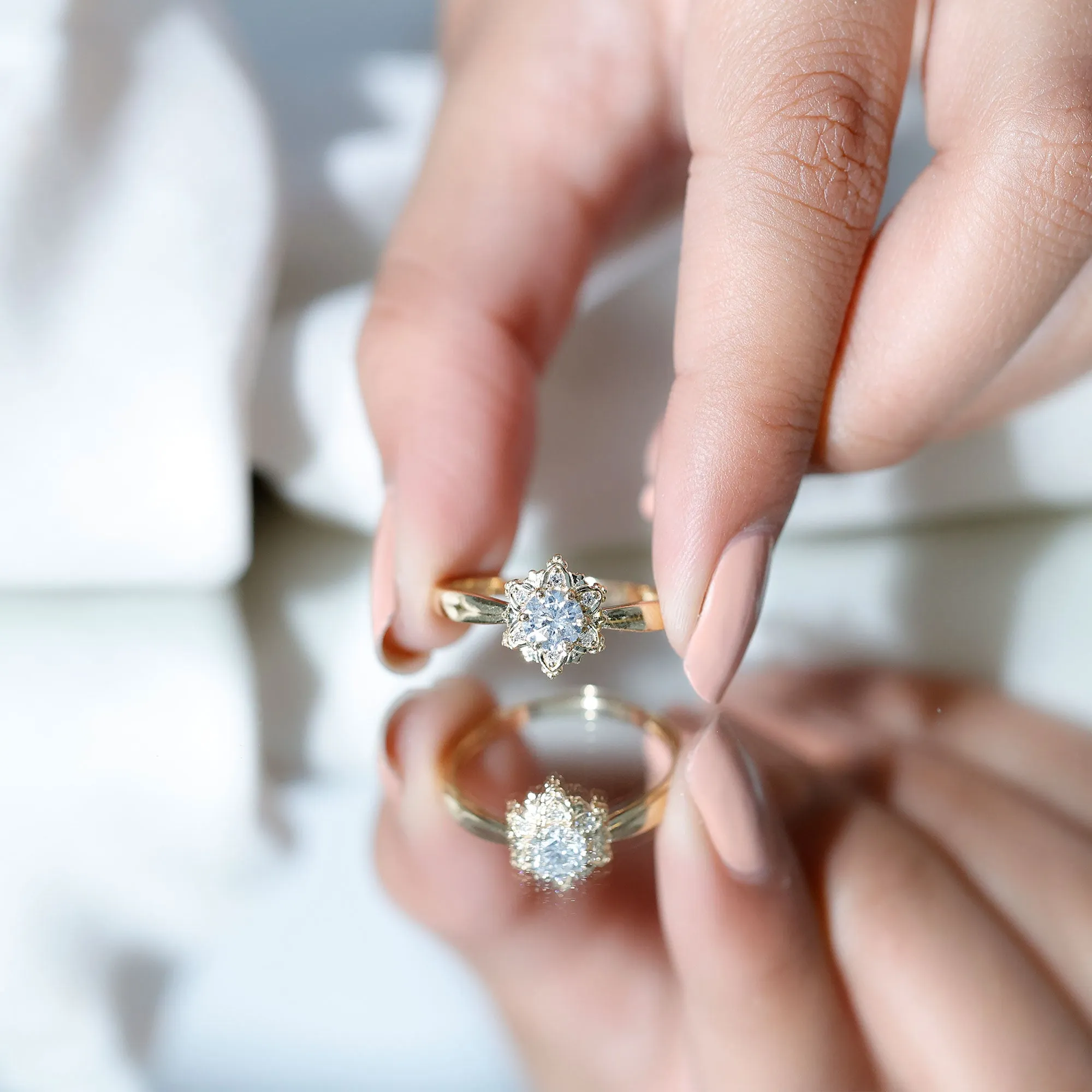 Certified Lab Grown Diamond Floral Proposal Ring