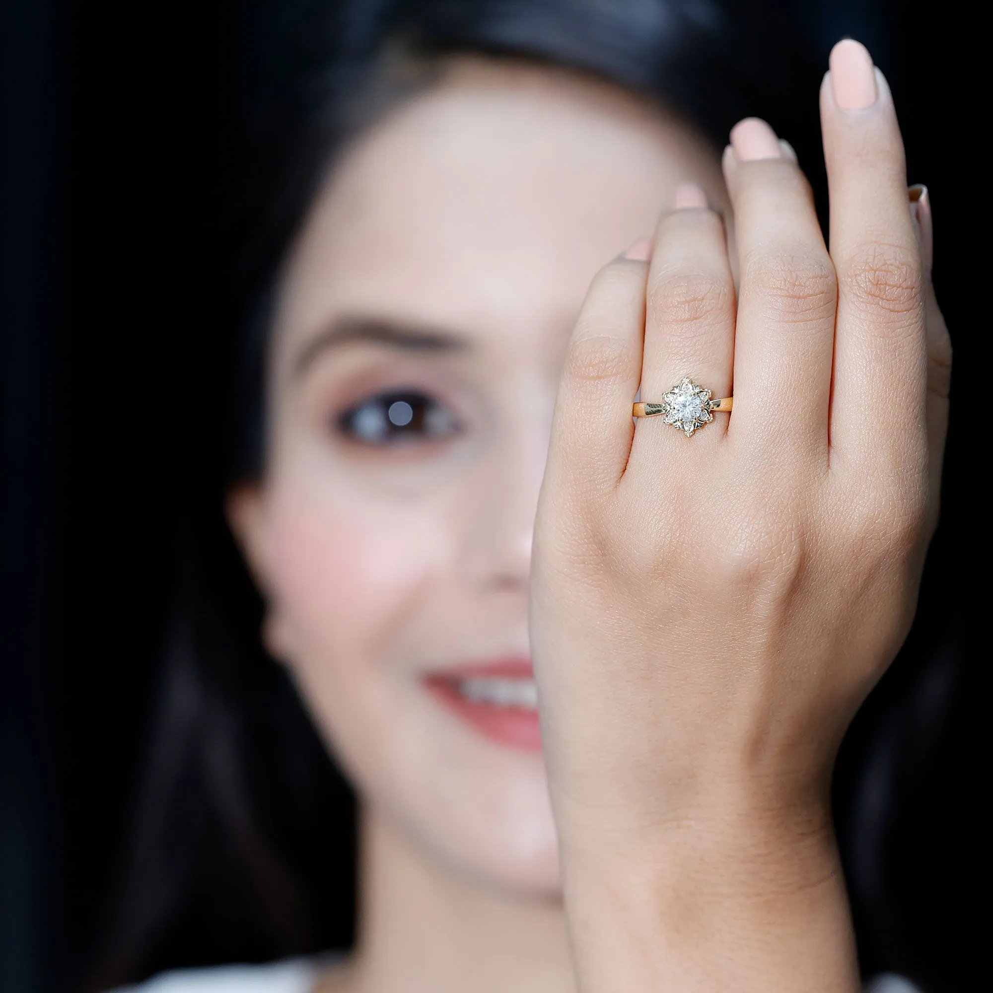 Certified Lab Grown Diamond Floral Proposal Ring