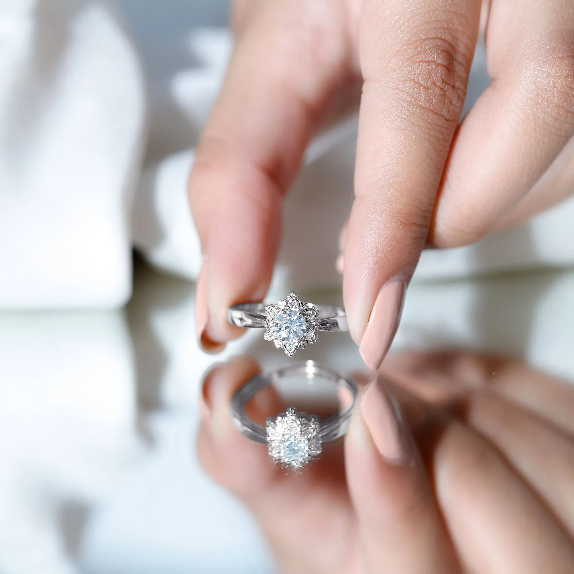 Certified Lab Grown Diamond Floral Proposal Ring