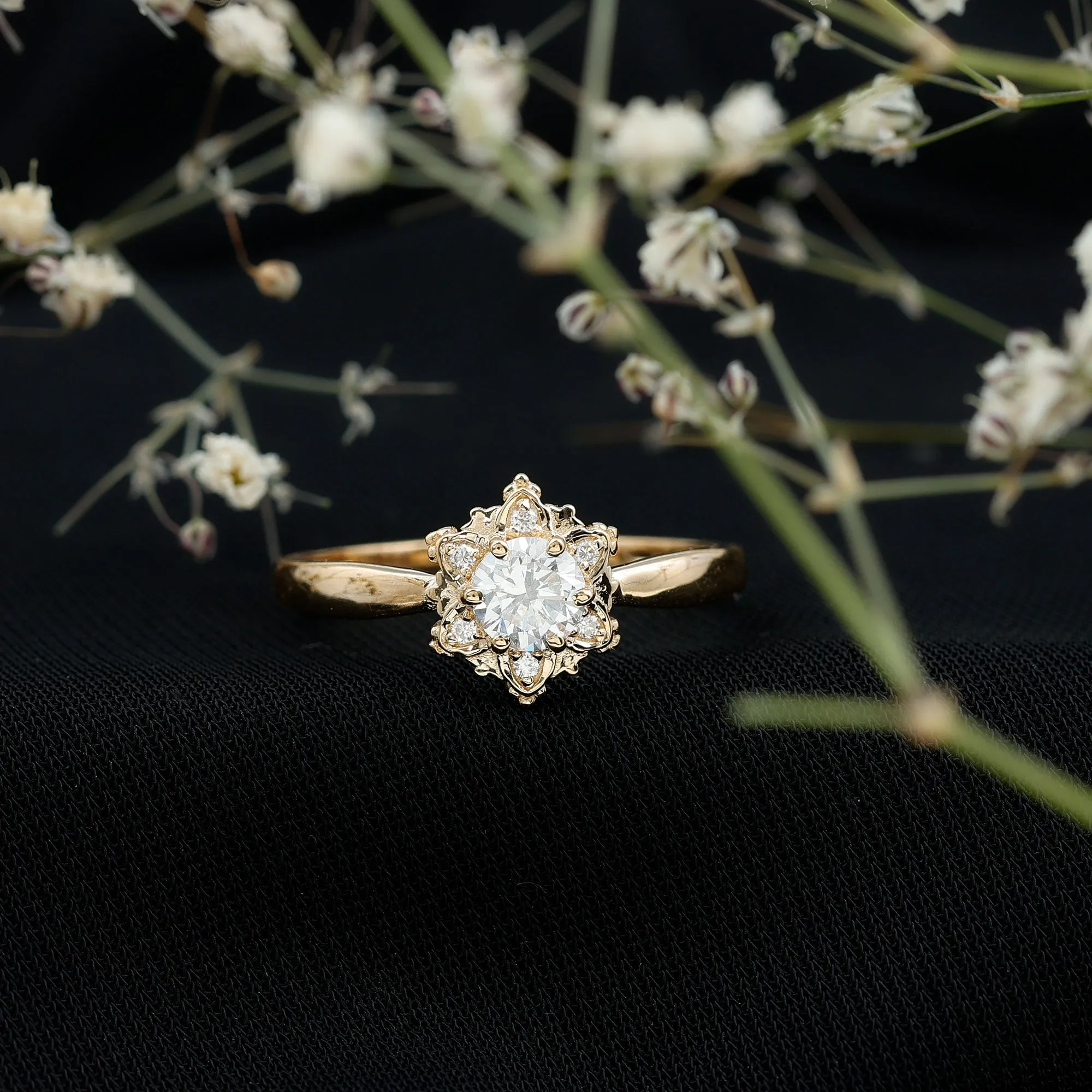 Certified Lab Grown Diamond Floral Proposal Ring