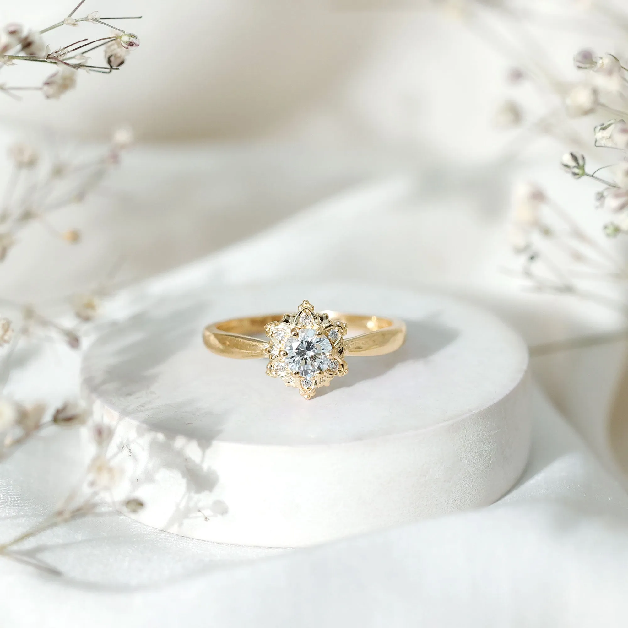 Certified Lab Grown Diamond Floral Proposal Ring