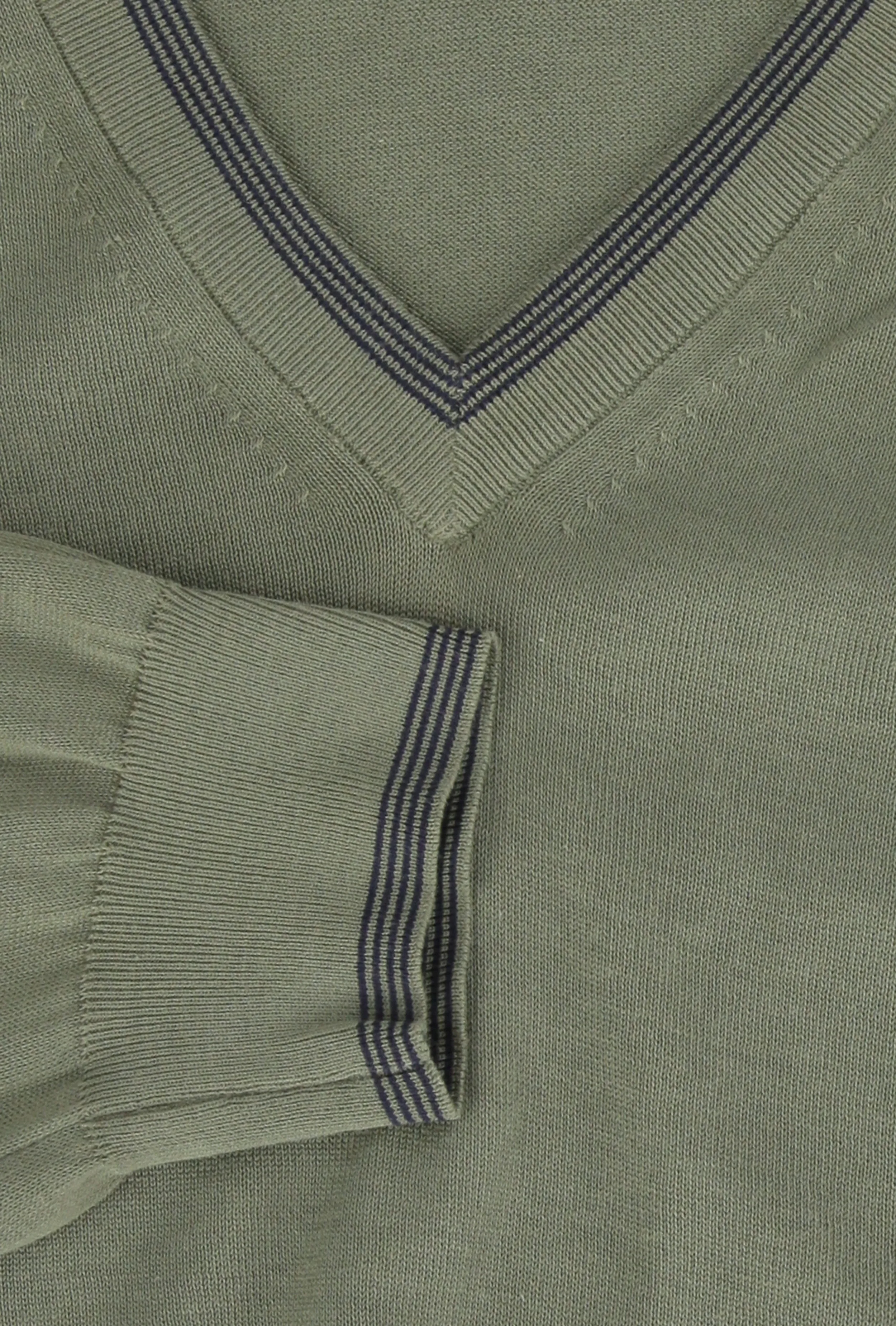 Cesare Attolini Olive Green V-Neck Sweater