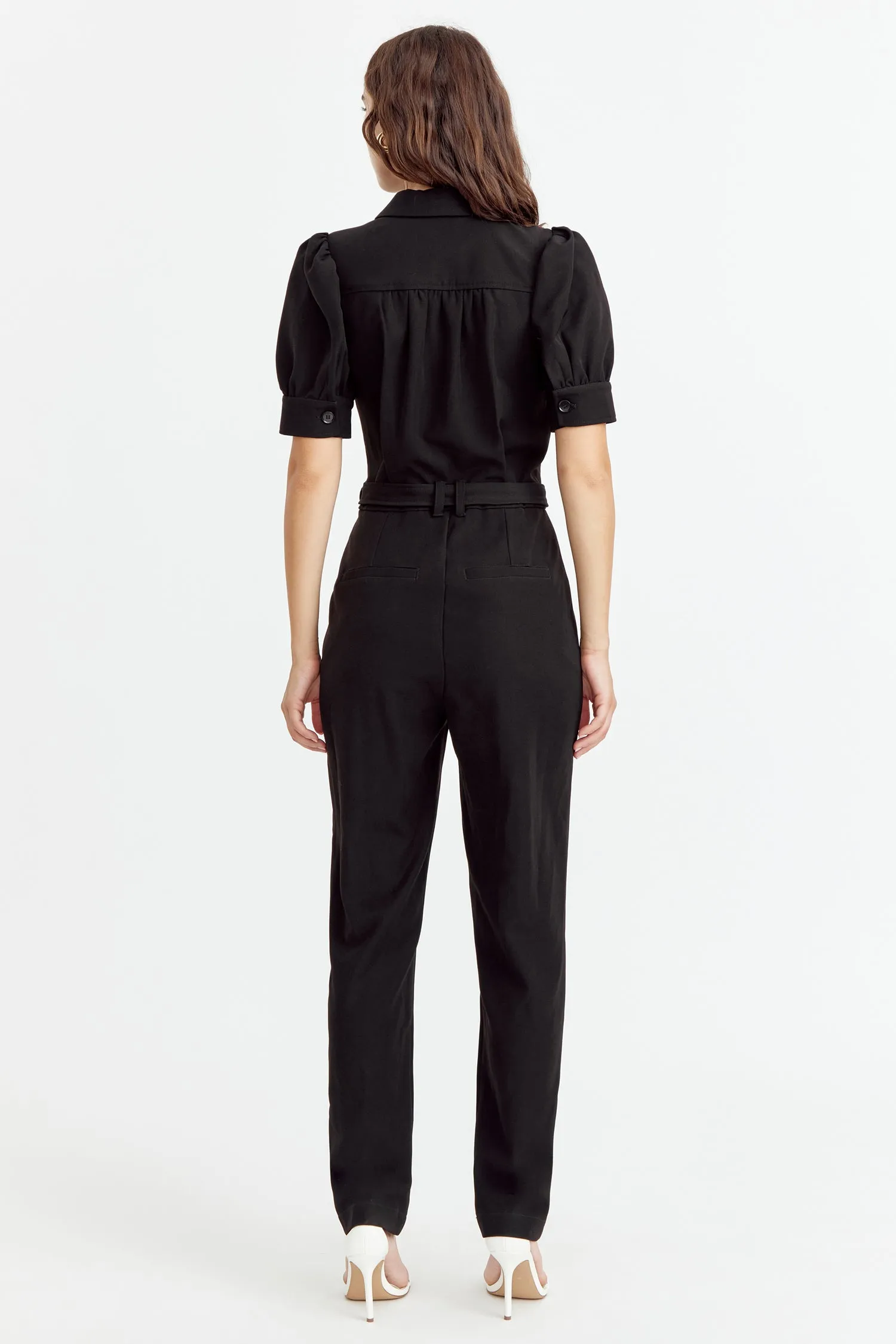 Charlotte Puff Sleeve Crepe Jumpsuit