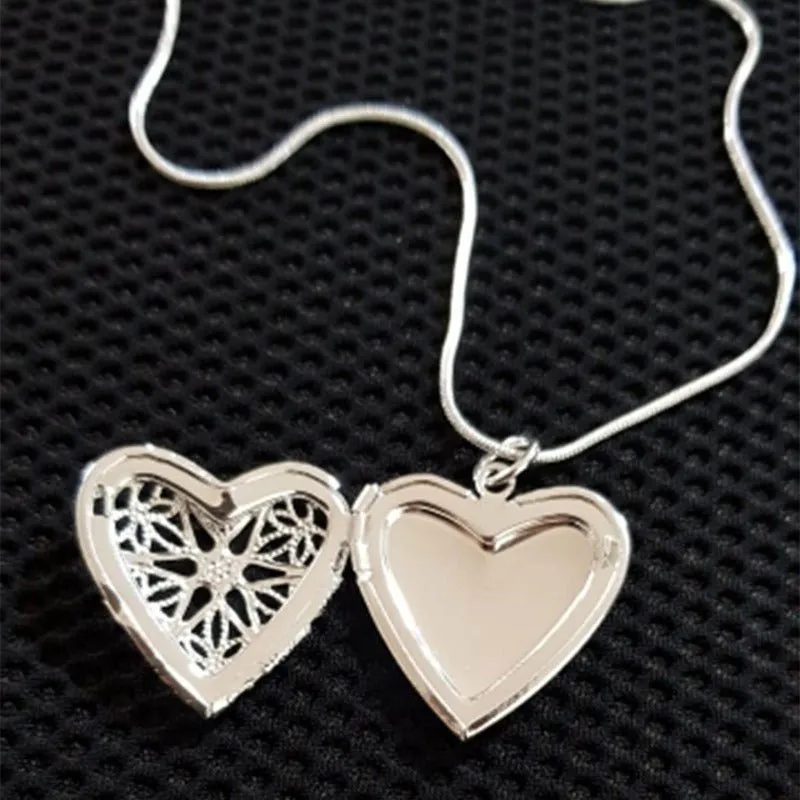Charm Heart Pendant Necklace Silver For Woman Anniverssary Jewelry