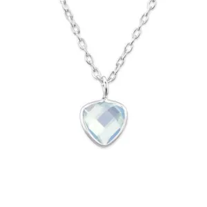 Children's Necklaces:  Sterling Silver Lab Created Opal Hearts - Blue