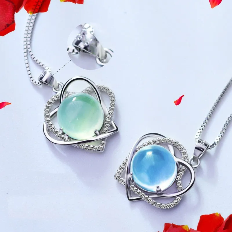 Choker Necklaces 925 Silver Heart Pendants