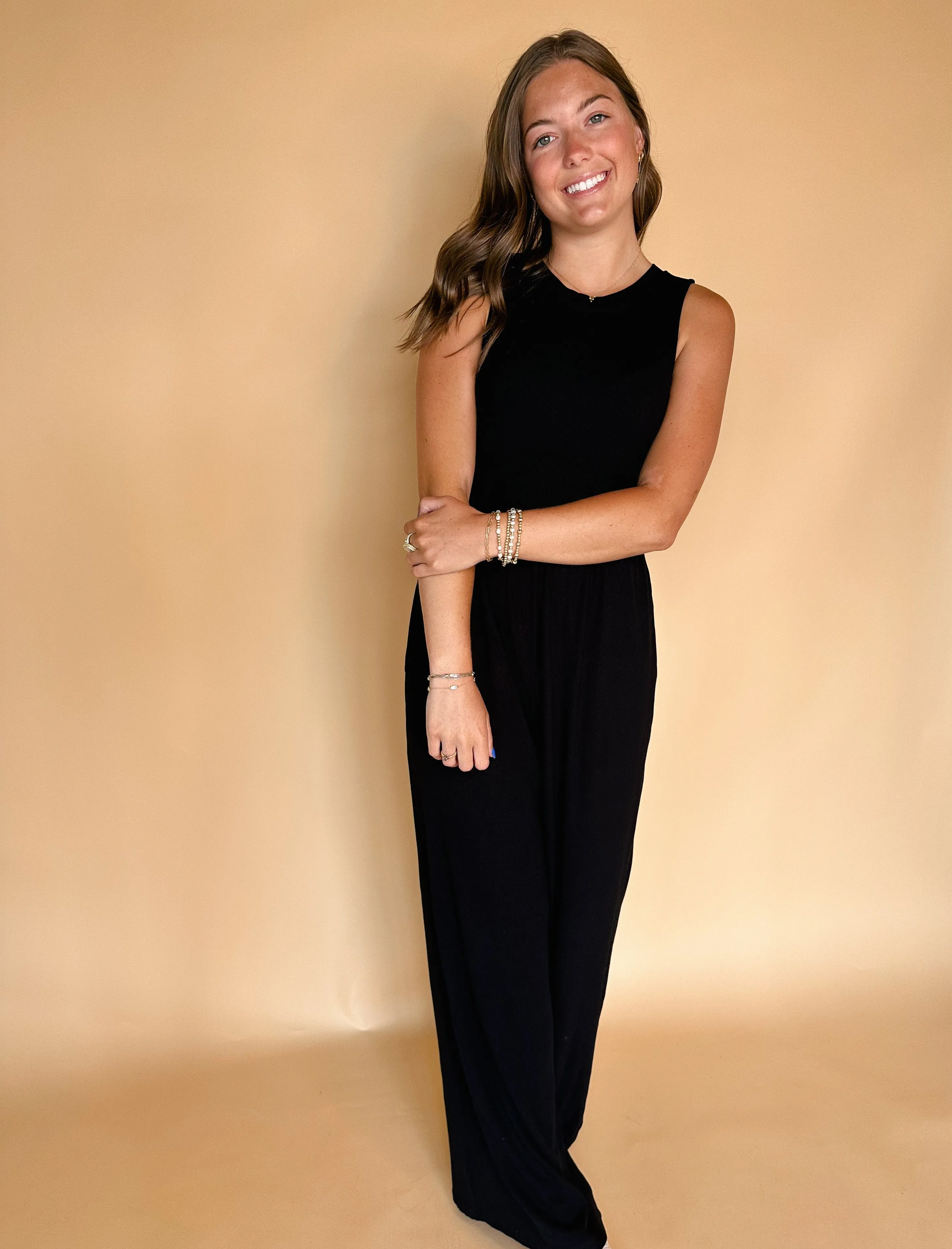 Cinched Waist Wide Leg Jumpsuit