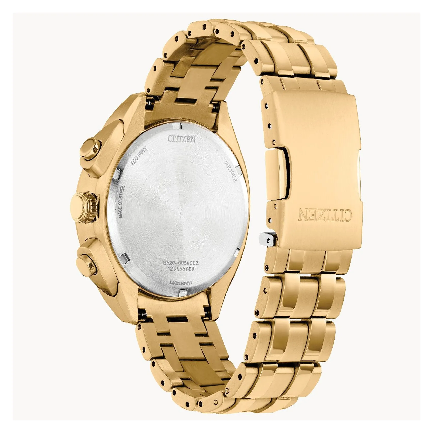 Citizen Carson Mens Eco Drive Gold Tone Green Dial Sports Chronograph Watch