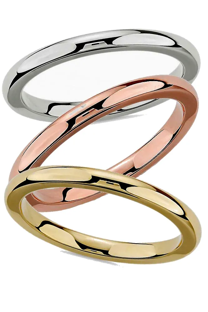 Classic 2mm Comfort Fit Wedding Bands in Rose, White or Yellow 10k or 14k Gold