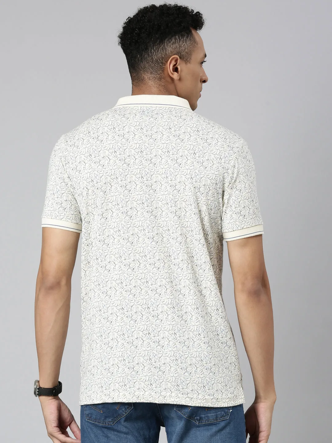 Classic Polo Men's Polo Neck Cotton Multi Slim Fit Printed T-Shirt | BELLO-255 B SF P
