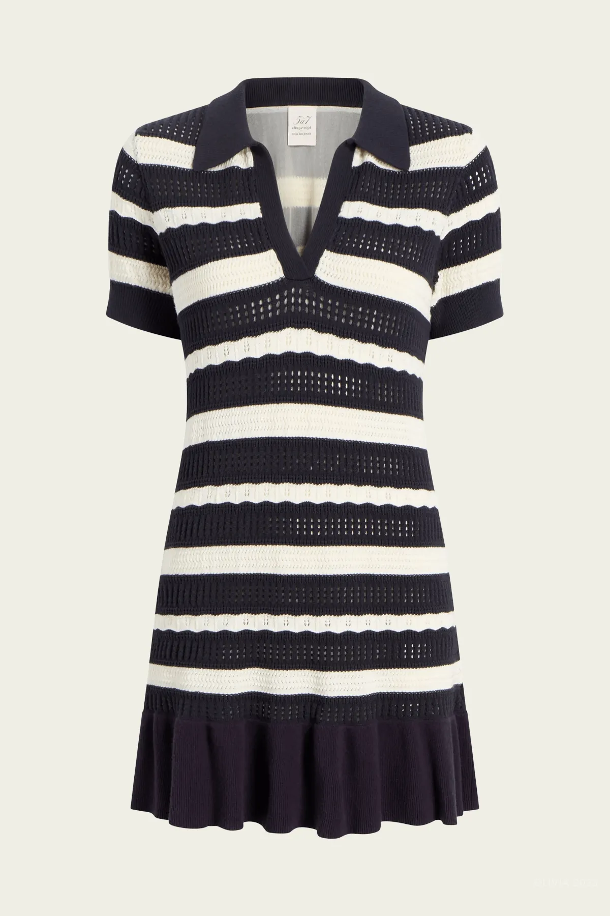 Clementine Knit Polo Dress in Navy Ivory
