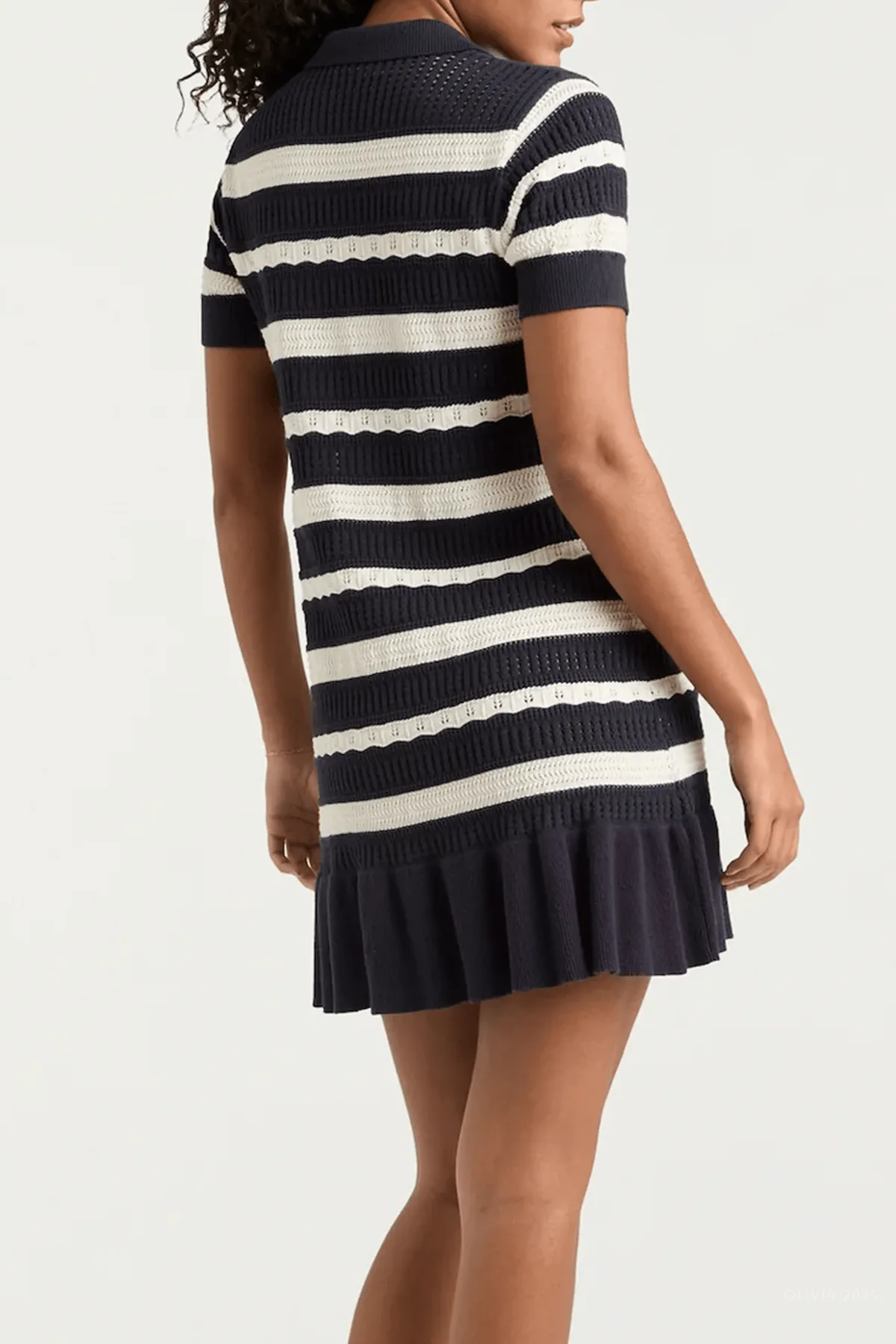 Clementine Knit Polo Dress in Navy Ivory