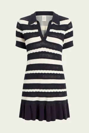 Clementine Knit Polo Dress in Navy Ivory