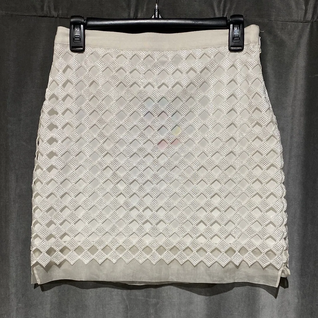 Club Monaco White Diamond Crochet Mini Skirt