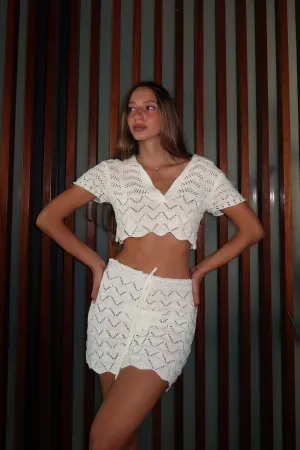 Coco Knitted Skirt in White