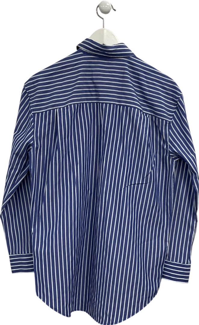 Collusion Blue Oversized Shirt In Navy Stripe UK 8