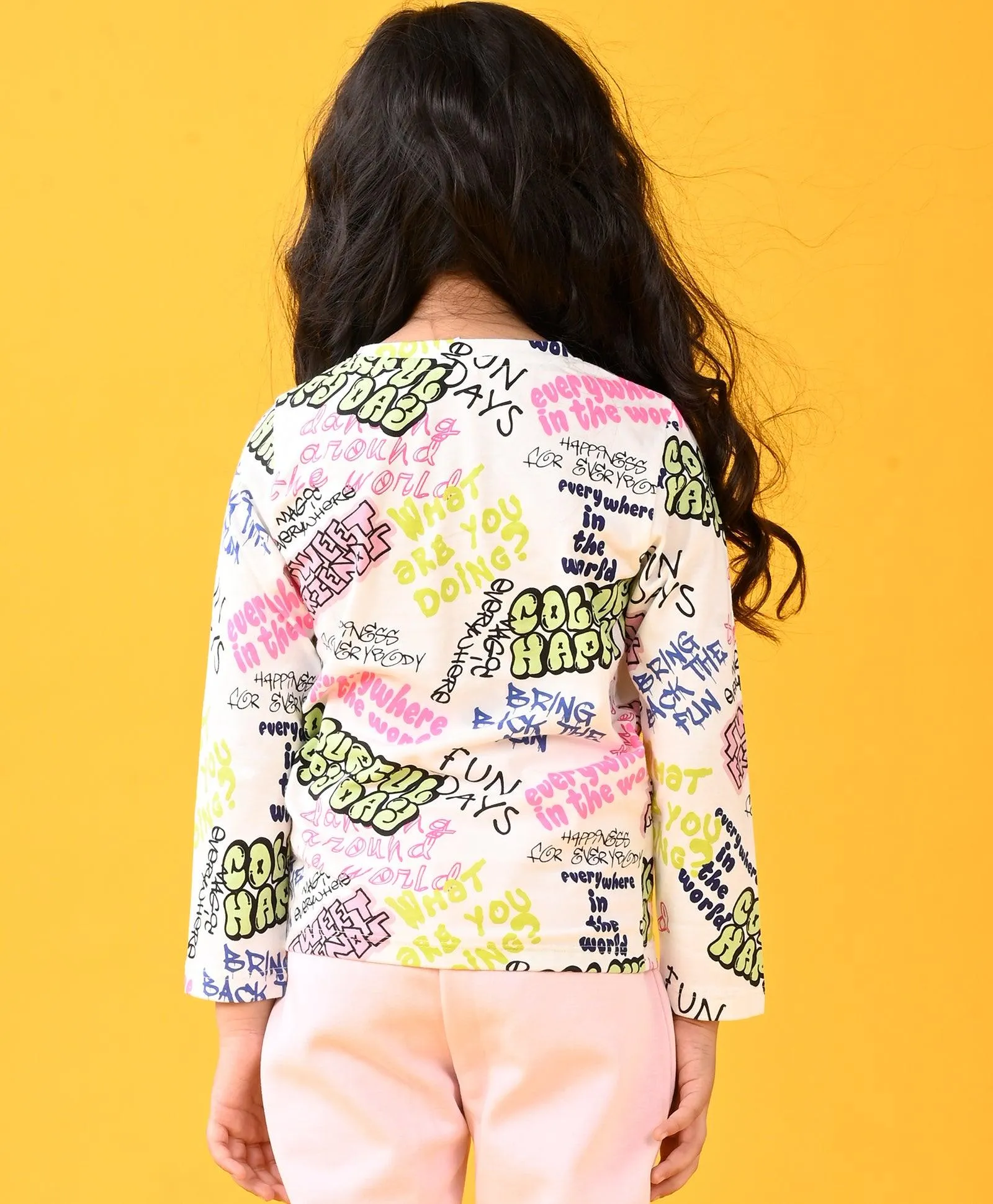 COLORFUL HAPPINESS LONG SLEEVES T-SHIRT - WHITE