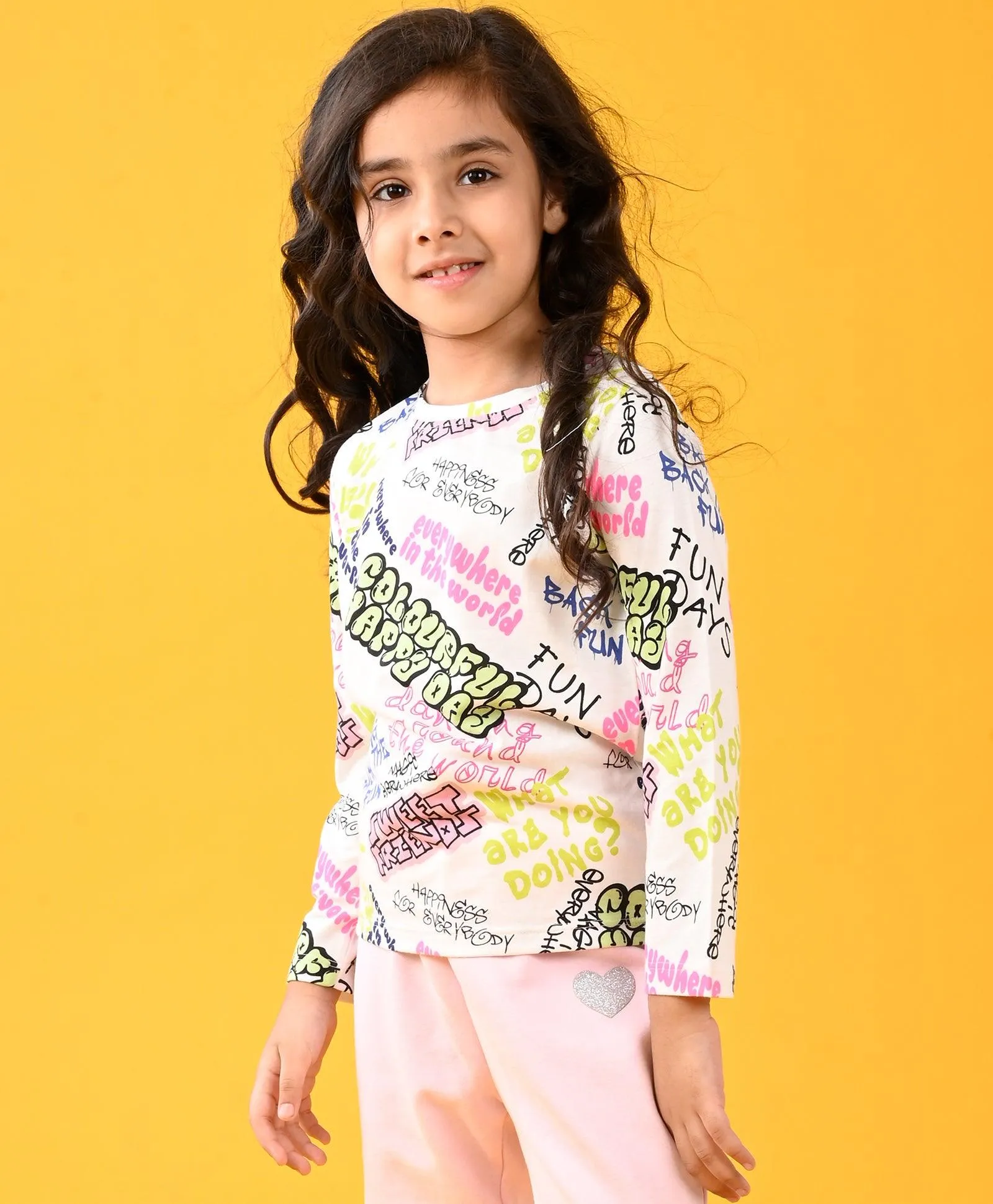 COLORFUL HAPPINESS LONG SLEEVES T-SHIRT - WHITE