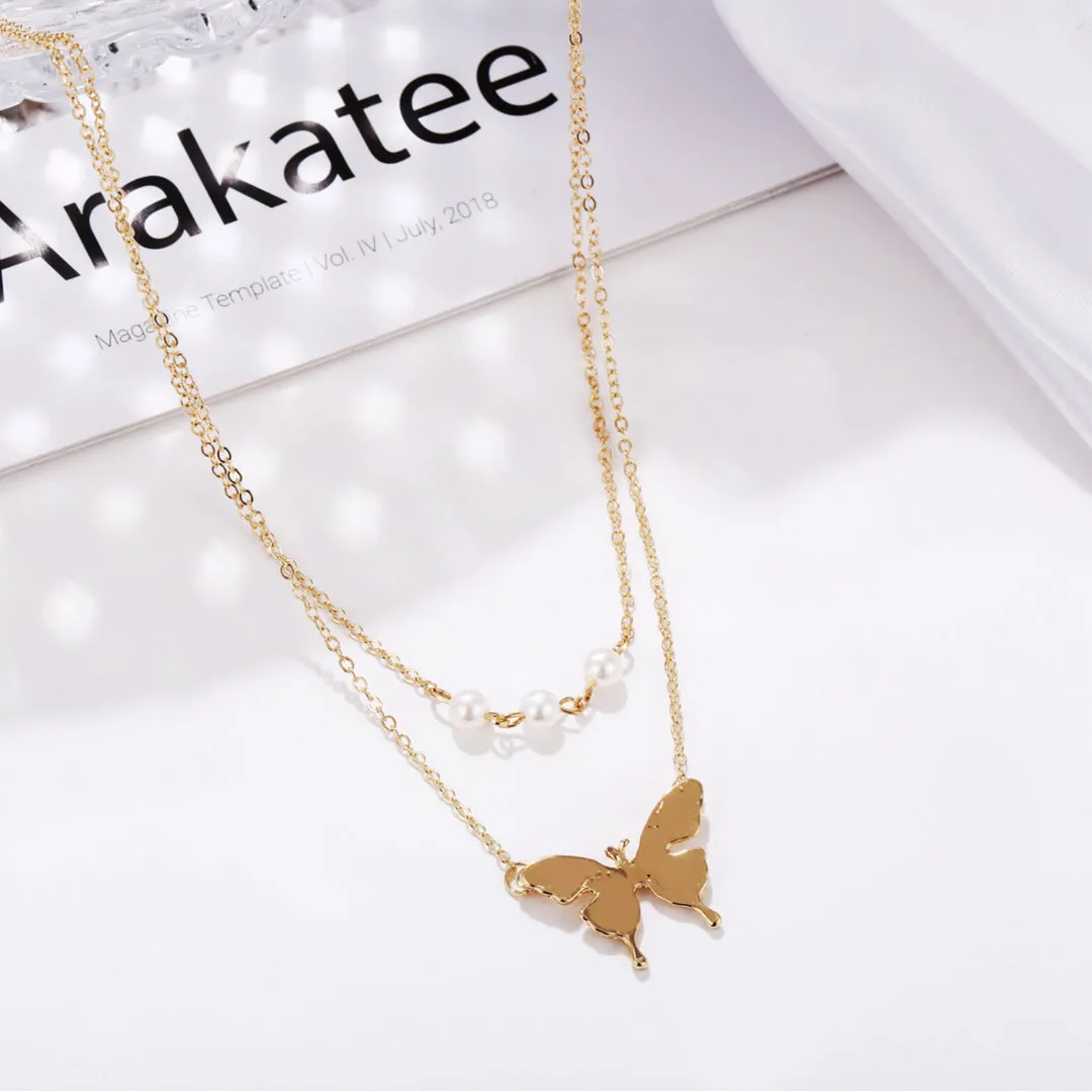 Combo of 2 Gold Plated Butterfly and Coin Pendant
