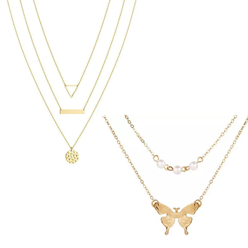 Combo of 2 Gold Plated Butterfly and Coin Pendant