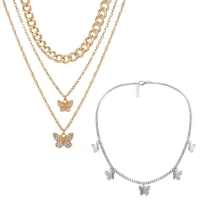 Combo of 2 Gold Plated Butterfly Layered Pendant