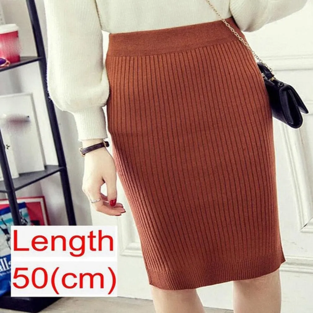 ContiNent 33 Women Office Skirt Spring autumn Sexy Warm Knitted Black Pencil Skirts Ladies High Waist Elegant Long Skir Party Club Skirt
