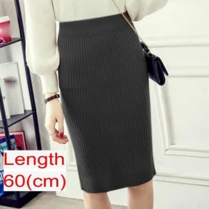 ContiNent 33 Women Office Skirt Spring autumn Sexy Warm Knitted Black Pencil Skirts Ladies High Waist Elegant Long Skir Party Club Skirt