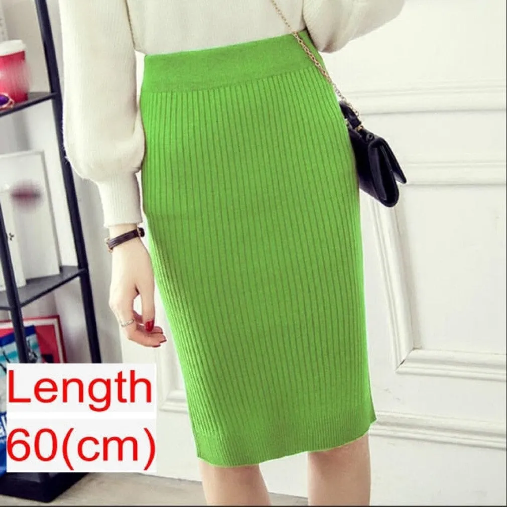 ContiNent 33 Women Office Skirt Spring autumn Sexy Warm Knitted Black Pencil Skirts Ladies High Waist Elegant Long Skir Party Club Skirt