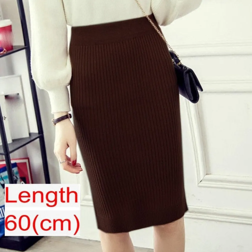 ContiNent 33 Women Office Skirt Spring autumn Sexy Warm Knitted Black Pencil Skirts Ladies High Waist Elegant Long Skir Party Club Skirt