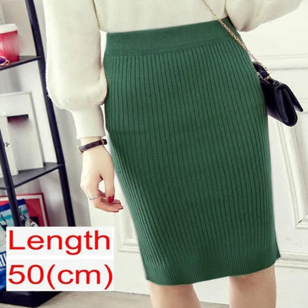 ContiNent 33 Women Office Skirt Spring autumn Sexy Warm Knitted Black Pencil Skirts Ladies High Waist Elegant Long Skir Party Club Skirt
