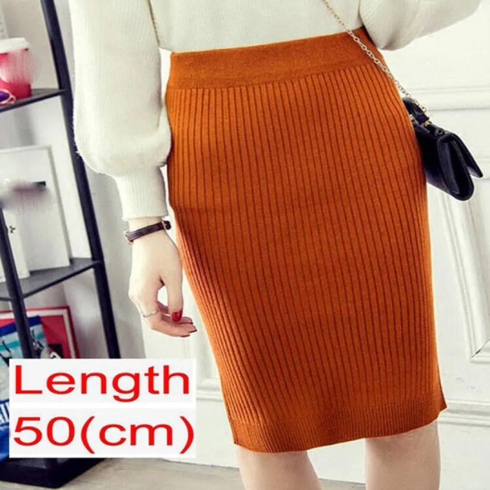 ContiNent 33 Women Office Skirt Spring autumn Sexy Warm Knitted Black Pencil Skirts Ladies High Waist Elegant Long Skir Party Club Skirt