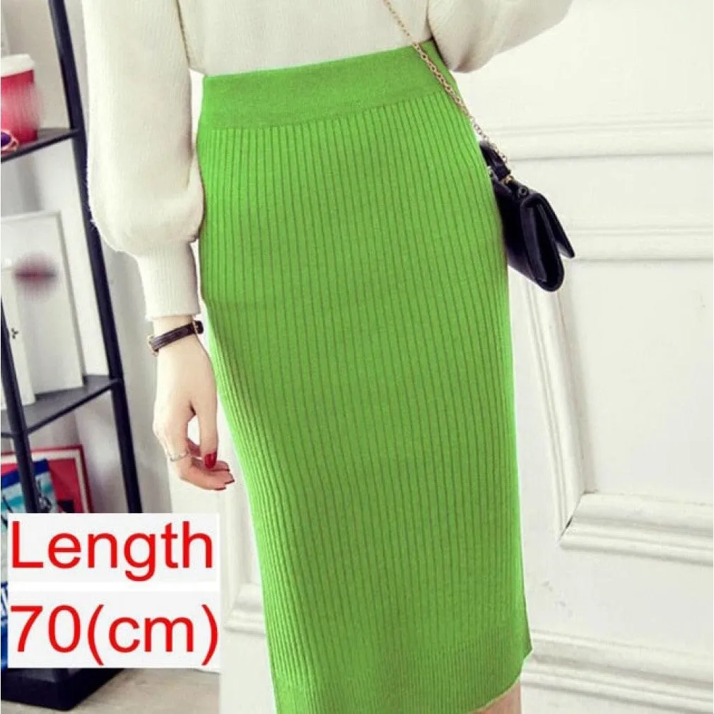 ContiNent 33 Women Office Skirt Spring autumn Sexy Warm Knitted Black Pencil Skirts Ladies High Waist Elegant Long Skir Party Club Skirt