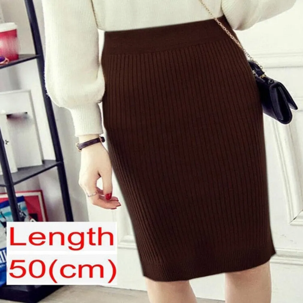 ContiNent 33 Women Office Skirt Spring autumn Sexy Warm Knitted Black Pencil Skirts Ladies High Waist Elegant Long Skir Party Club Skirt