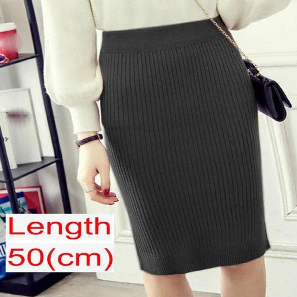 ContiNent 33 Women Office Skirt Spring autumn Sexy Warm Knitted Black Pencil Skirts Ladies High Waist Elegant Long Skir Party Club Skirt