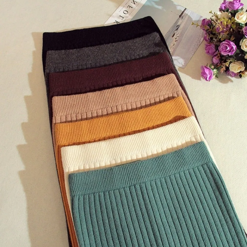 ContiNent 33 Women Office Skirt Spring autumn Sexy Warm Knitted Black Pencil Skirts Ladies High Waist Elegant Long Skir Party Club Skirt