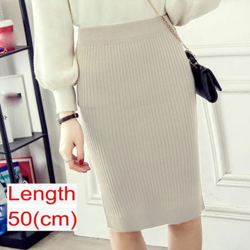 ContiNent 33 Women Office Skirt Spring autumn Sexy Warm Knitted Black Pencil Skirts Ladies High Waist Elegant Long Skir Party Club Skirt