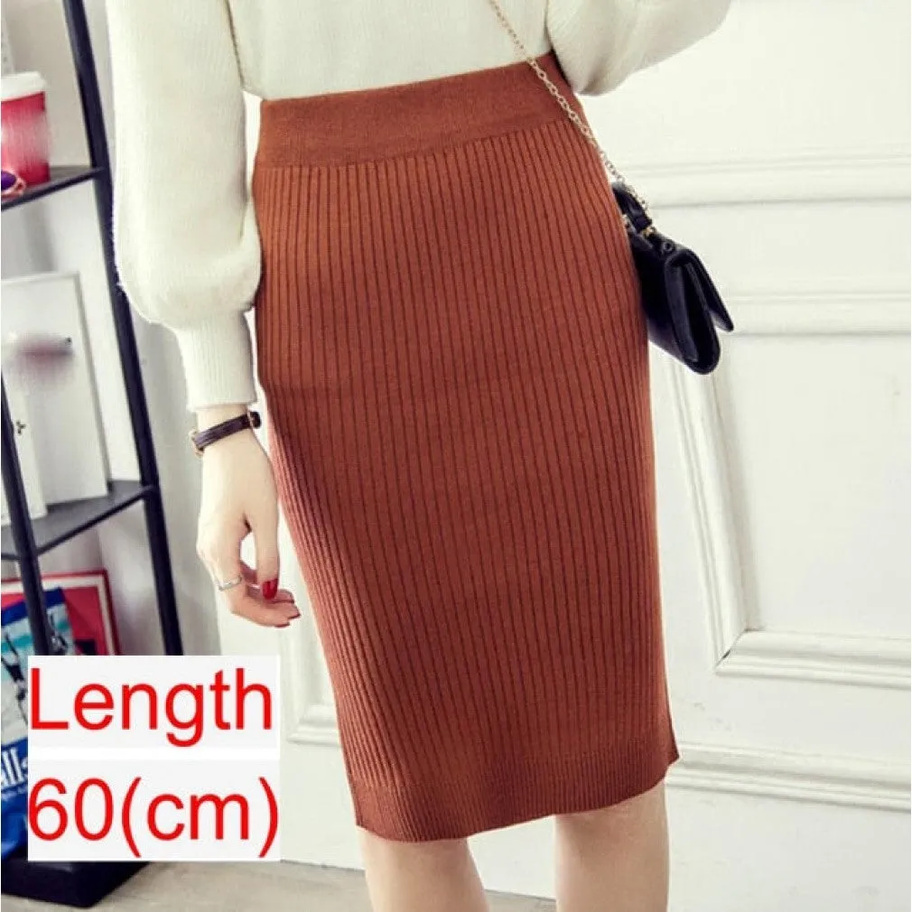 ContiNent 33 Women Office Skirt Spring autumn Sexy Warm Knitted Black Pencil Skirts Ladies High Waist Elegant Long Skir Party Club Skirt