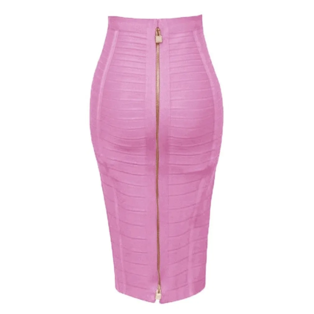 ContiNent 33 XL XXL 16 Colors Sexy Solid Zipper Orange Blue Black Red White Pink Bandage Skirt Women Elastic Bodycon Summer Pencil Skirt 58cm